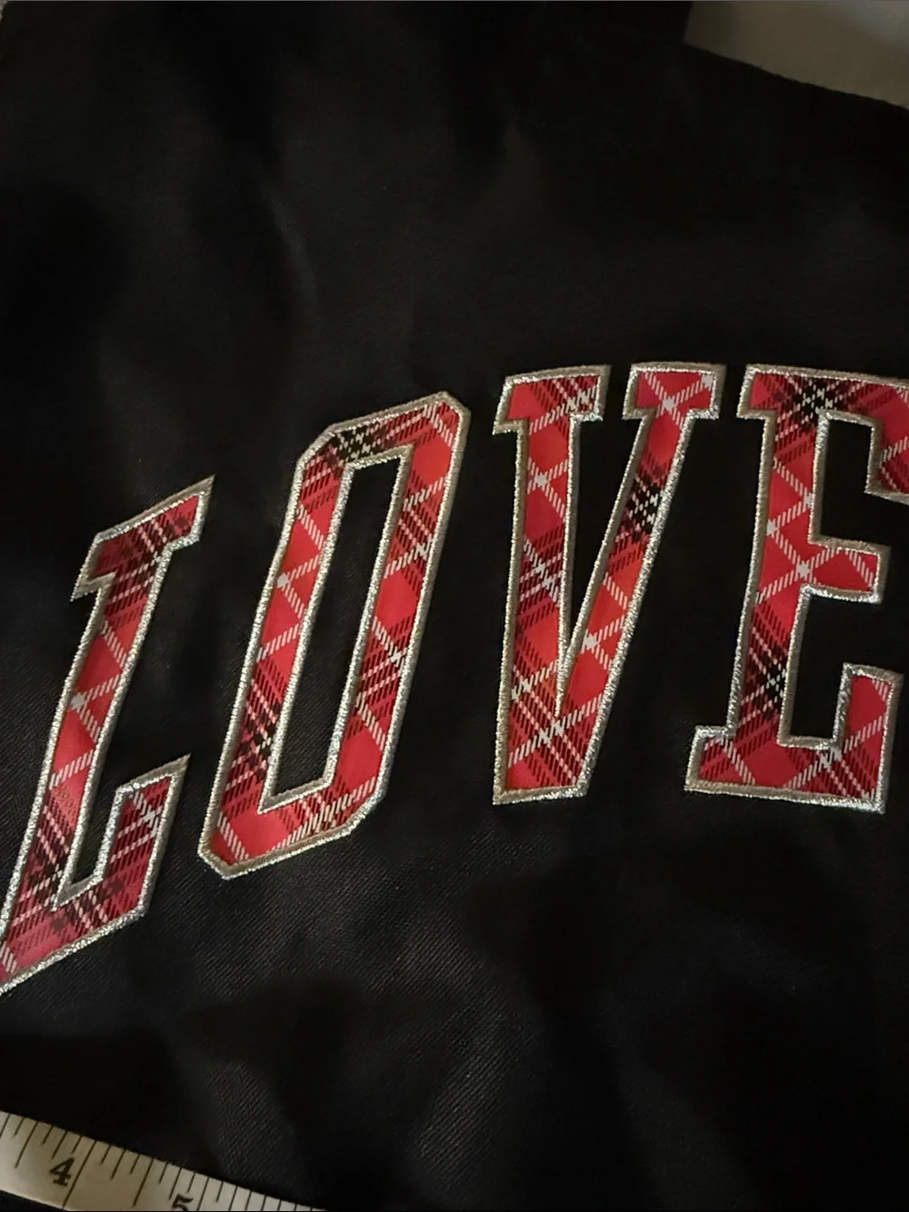 Victoria’s Secret PINK LOVE PINK Tote Bag Black Plaid Logo - Picture 3 of 7
